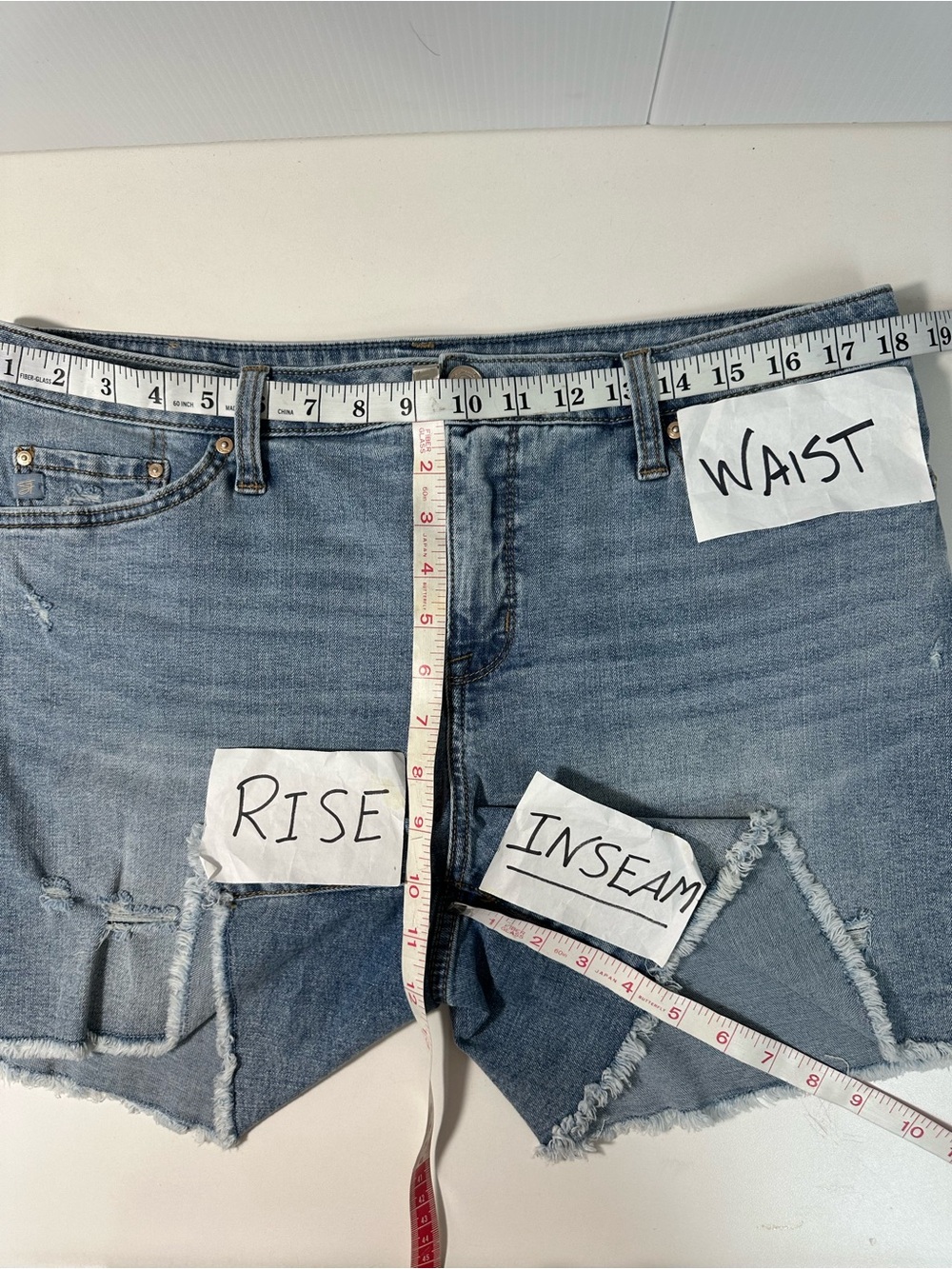 Seven7 Faded Light Blue Denim Frayed Hem Shorts - Picture 7 of 8
